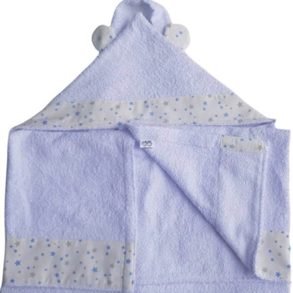 toalla delantal con capota para bebé estrellas azules