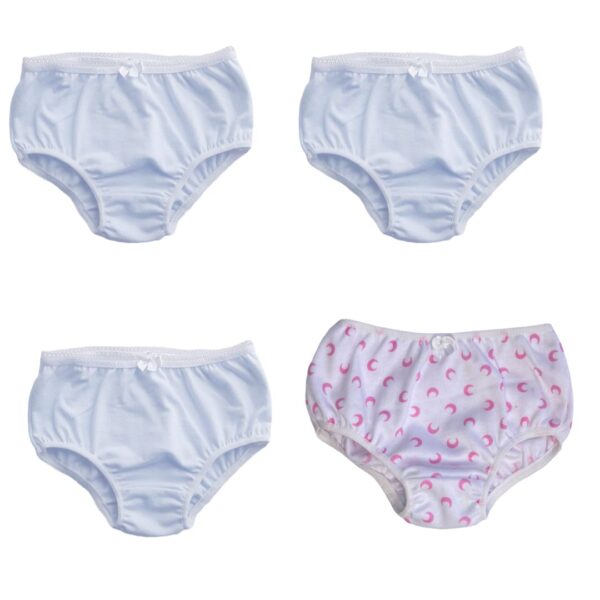 3 Panties Blancos y Lunas rosa - Trend Kids
